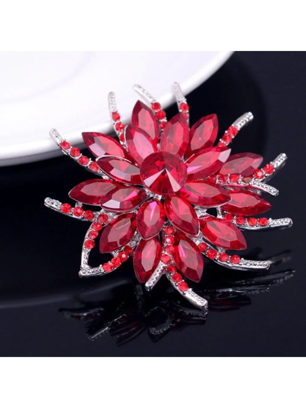 4Pcs Rhinestone Crystal Brooch Set - Large Fashion Jewelry Accessories Lot
